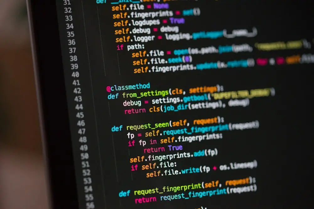Source code on a dark editor screen