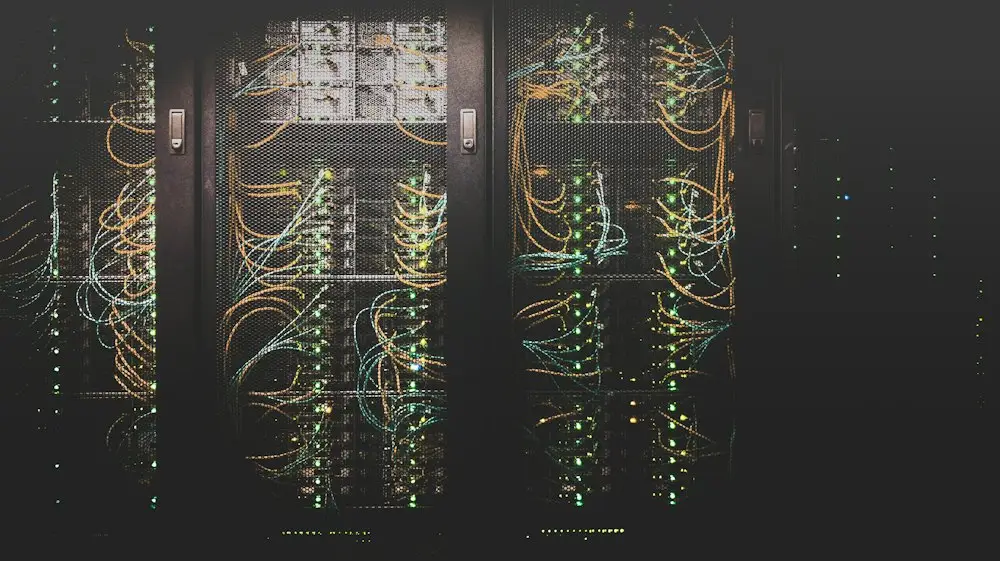 Server racks with network cables in a data centre